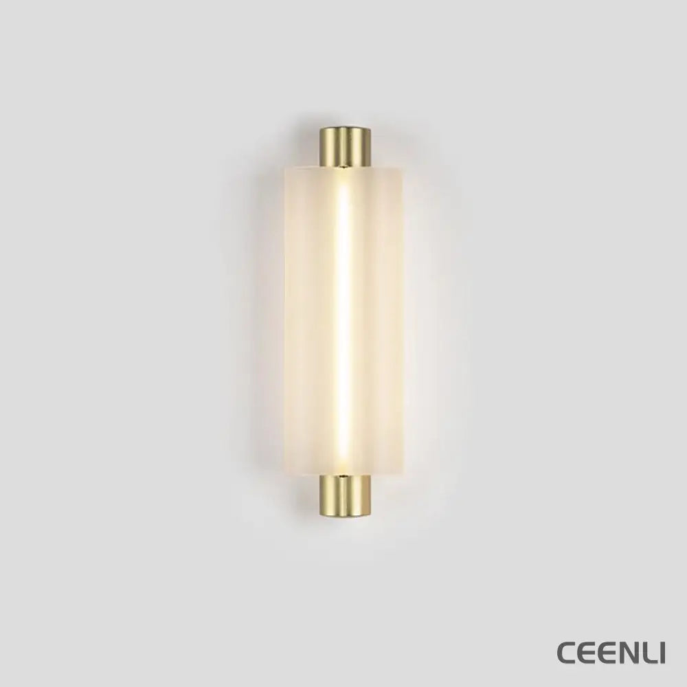 Metropol Wall Lamp ∅ 4.8″ x H 15″ / Dia 11cm x H 38cm / Gold & Frosted White / Warm Light Wall lamp