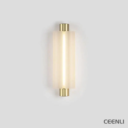 Metropol Wall Lamp ∅ 4.8″ x H 15″ / Dia 11cm x H 38cm / Gold & Frosted White / Warm Light Wall lamp