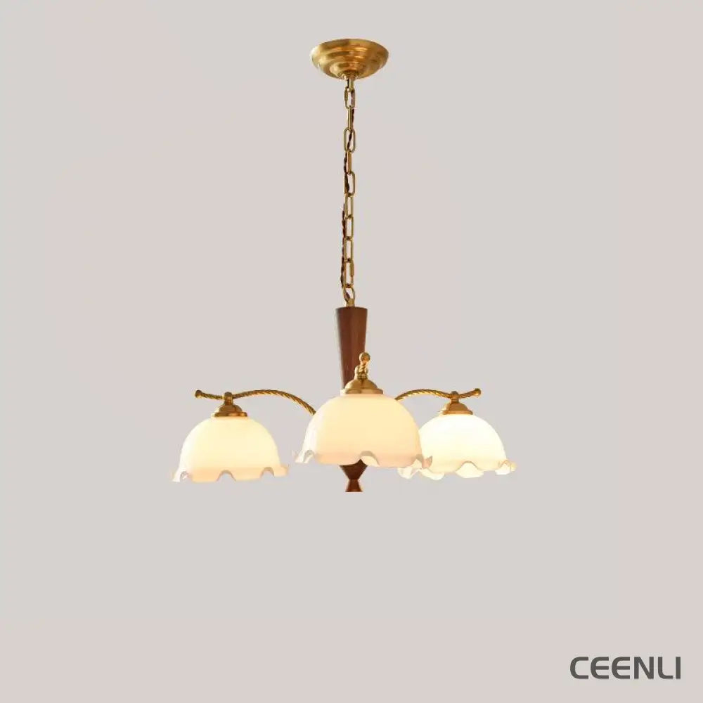 Milky Flower Chandelier 3 heads ∅ 27.6″ x H 13.7″ / Dia 70cm x H 35cm Chandelier