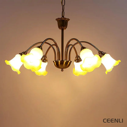Morning Glory Chandelier 6 heads ∅ 29.5″ x H 29.5″ / Dia 75cm x H 75cm / Yellow Chandelier