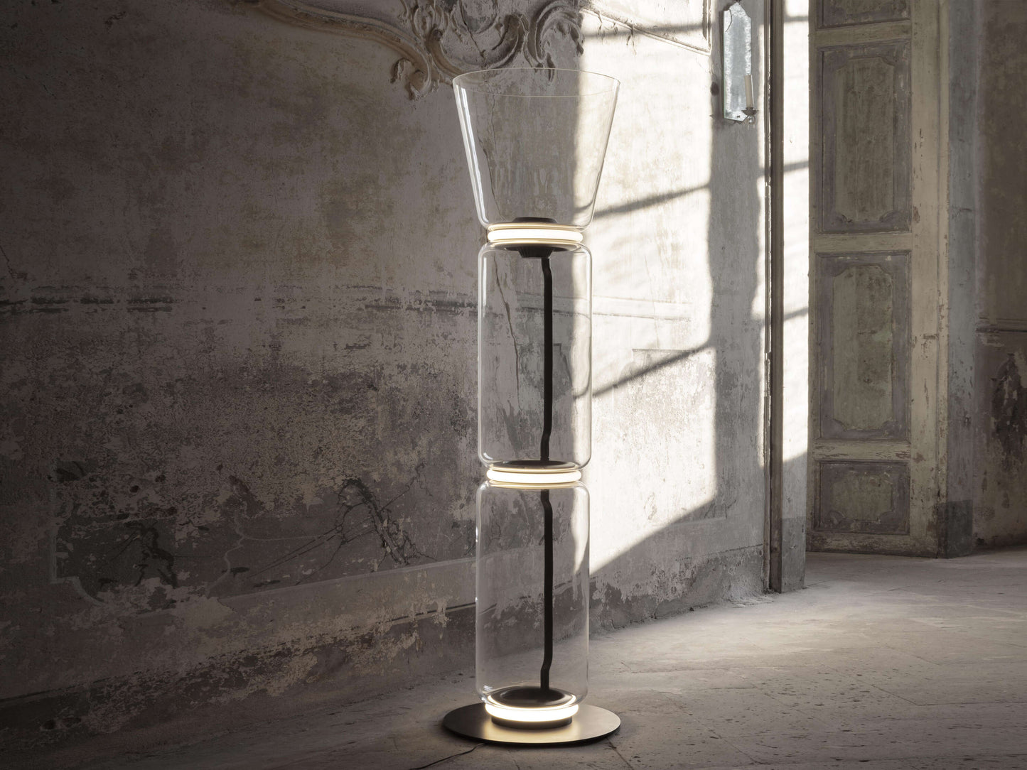 Bamboo Glass Floor Lamp