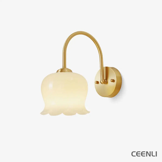 Orchids Wall Lamp ∅ 5.9″ x H 11.8″ / Dia 15cm x H 30cm / Brass & White Wall lamp