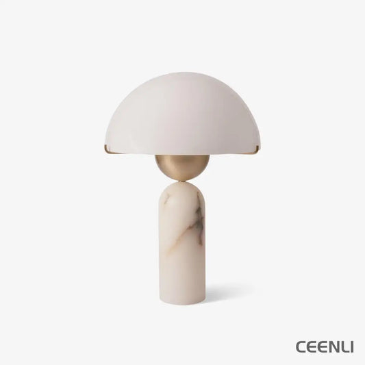 Peono Alabaster Table Lamp ∅ 11.8″ x H 17.7″ / Dia 30cm x H 45cm / Gold & White / US Plug Table lamp
