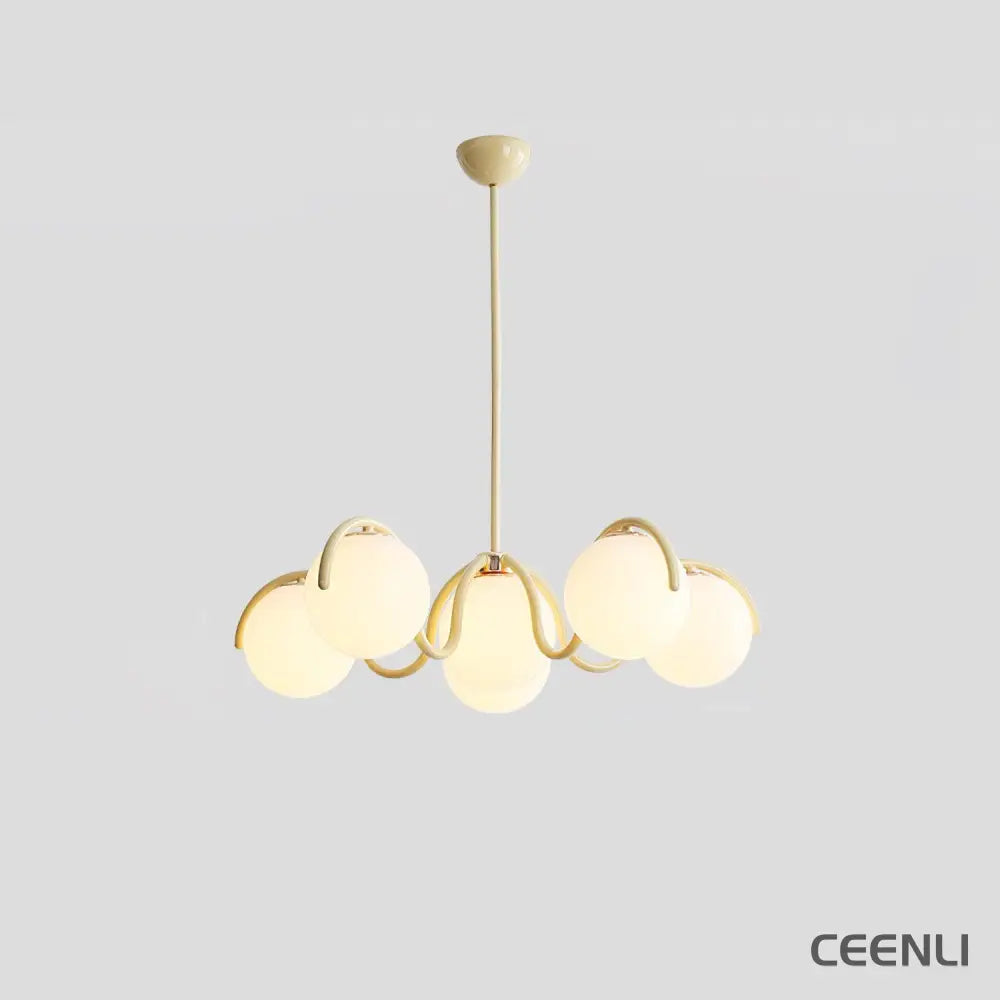 Reedway Curve Linear Chandelier ∅ 27.2″ x H 7.9″ / Dia 69cm x H 18cm / Creamy yellow & White Chandelier