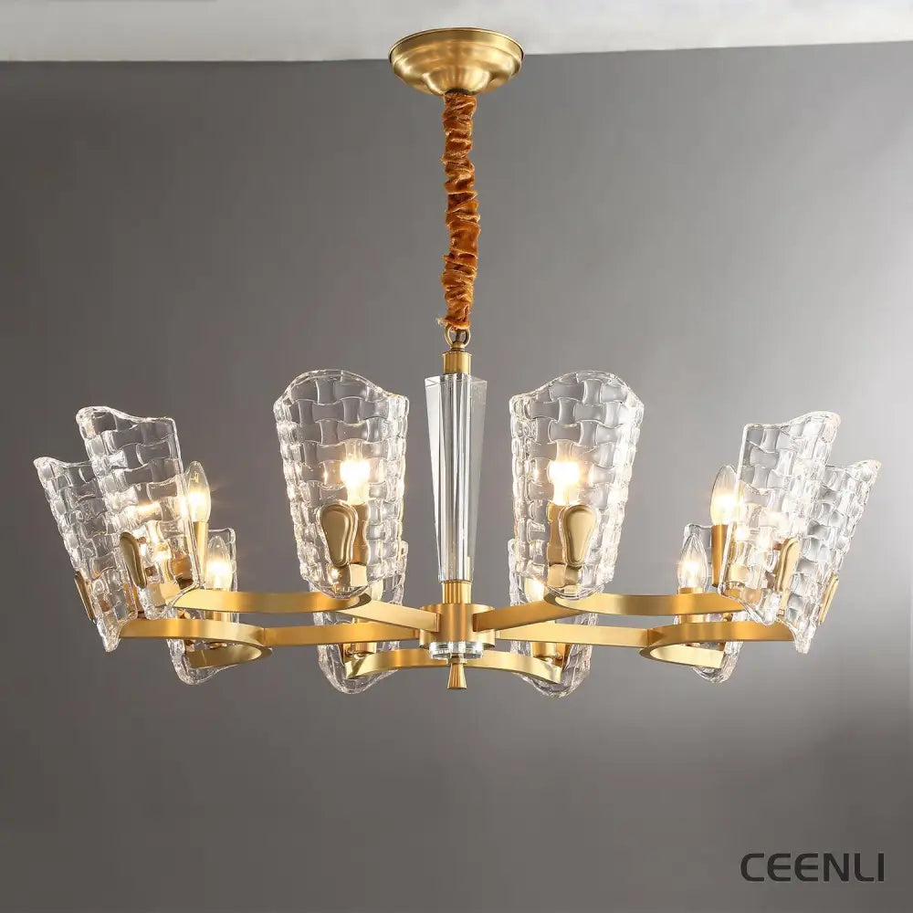 Renato Chandelier 10 heads Φ 33.9″ x H 15.7″ / Dia 86cm x H 40cm / Brass Chandelier