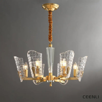 Renato Chandelier 6 heads Φ 22.8″ x H 15.7″ / Dia 58cm x H 40cm / Brass Chandelier