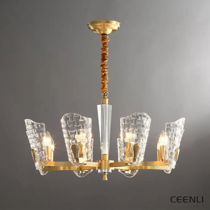 Renato Chandelier 8 heads Φ 28.3″ x H 15.7″ / Dia 72cm x H 40cm / Brass Chandelier
