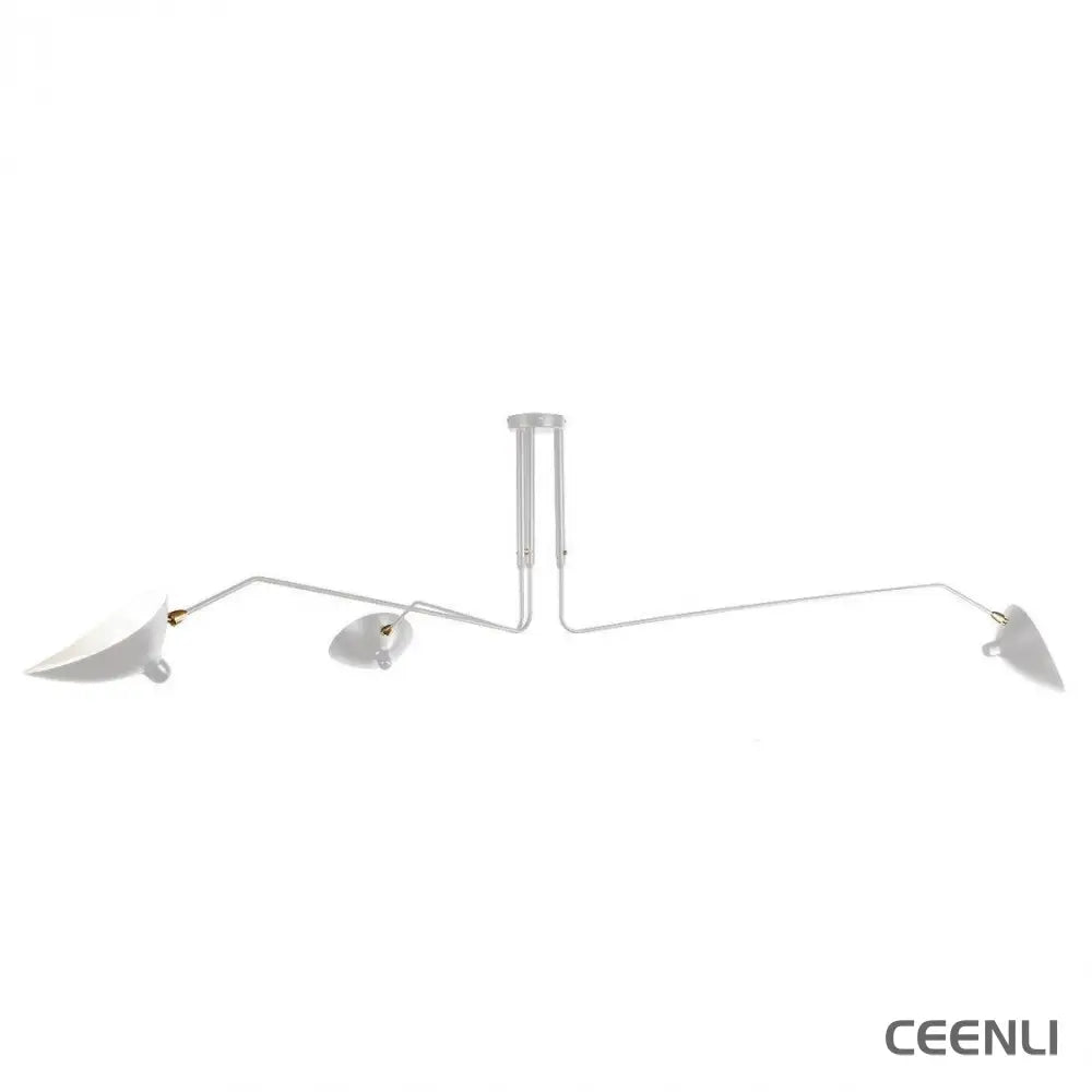 Serge Mouille Ceiling Light A 3heads L 59″ x H 12.6″ / L 150cm x H 32cm / White Ceiling lamp