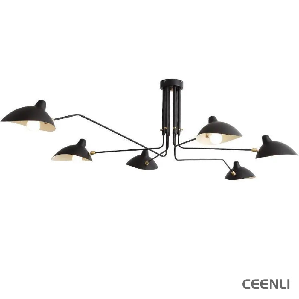 Serge Mouille Ceiling Light A 6heads L 86.6″ x H 12.6″ / L 220cm x H 32cm / Black Ceiling lamp