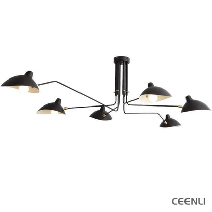 Serge Mouille Ceiling Light A 6heads L 86.6″ x H 12.6″ / L 220cm x H 32cm / Black Ceiling lamp