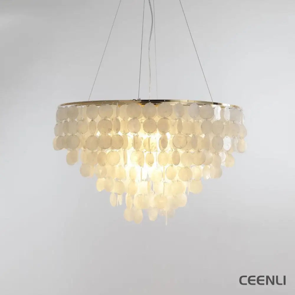 Shell Wind Chime Chandelier ∅ 31.5″ x H 15.7″ / Dia 80cm x H 40cm / Copper + White Chandelier