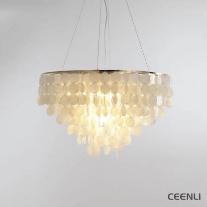 Shell Wind Chime Chandelier ∅ 31.5″ x H 15.7″ / Dia 80cm x H 40cm / Copper + White Chandelier