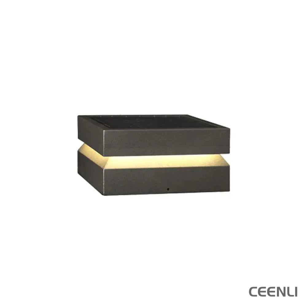 Solaris Square Post Light L 11.8″ x W 11.8″ x H 5.9″ / L 30cm x W 30cm x H 15cm / Model B: Solar-Powered Version / Warm