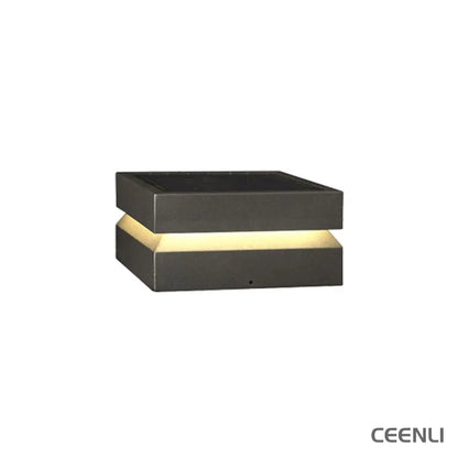 Solaris Square Post Light L 11.8″ x W 11.8″ x H 5.9″ / L 30cm x W 30cm x H 15cm / Model B: Solar-Powered Version / Warm