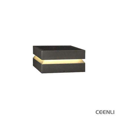 Solaris Square Post Light L 9.8″ x W 9.8″ x H 5.9″ / L 25cm x W 25cm x H 15cm / Model B: Solar-Powered Version / Warm