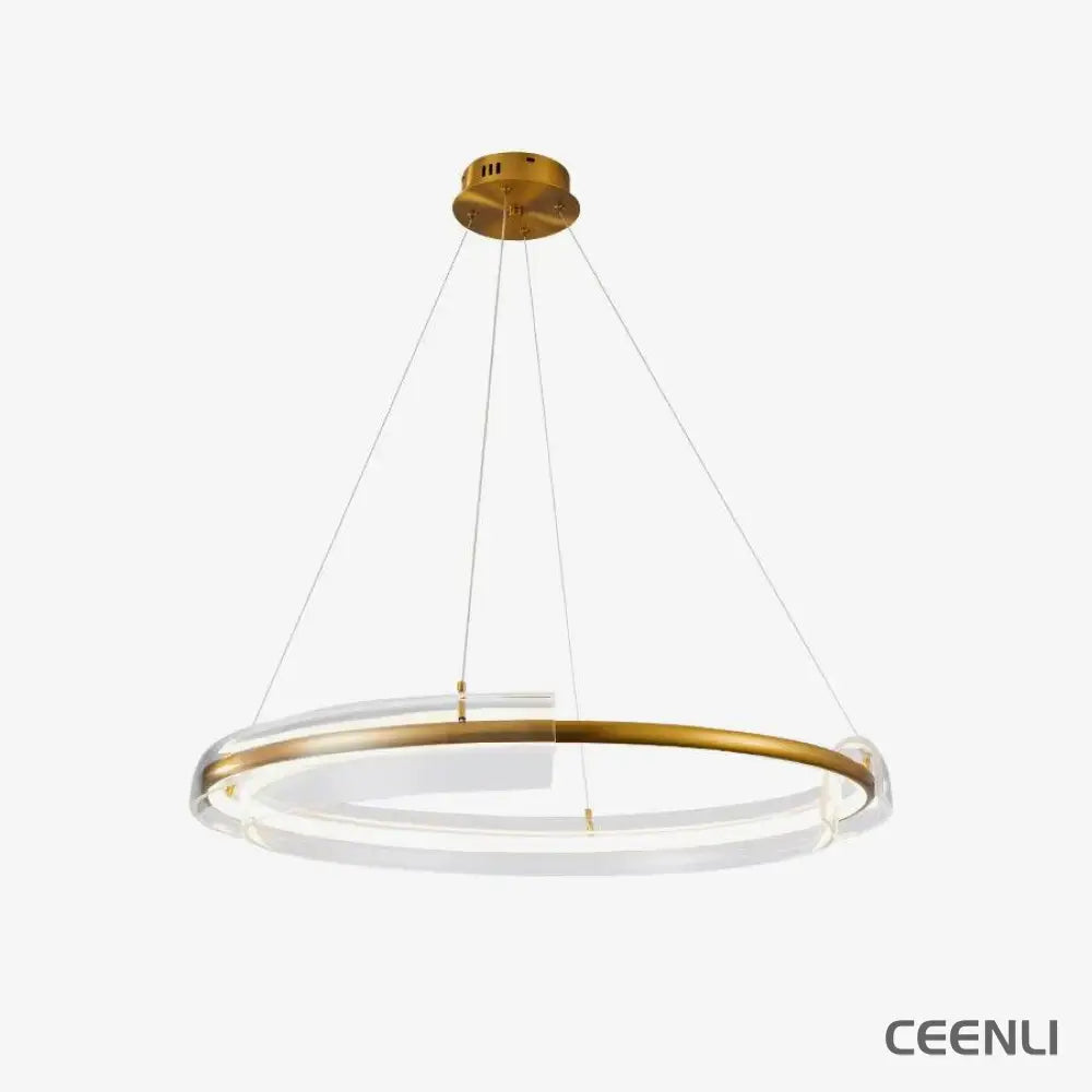 Solstice LED Chandelier ∅ 23.6″ x H 59″ / Dia 60cm x H 150cm / Gold + Clear / Warm Light Chandelier