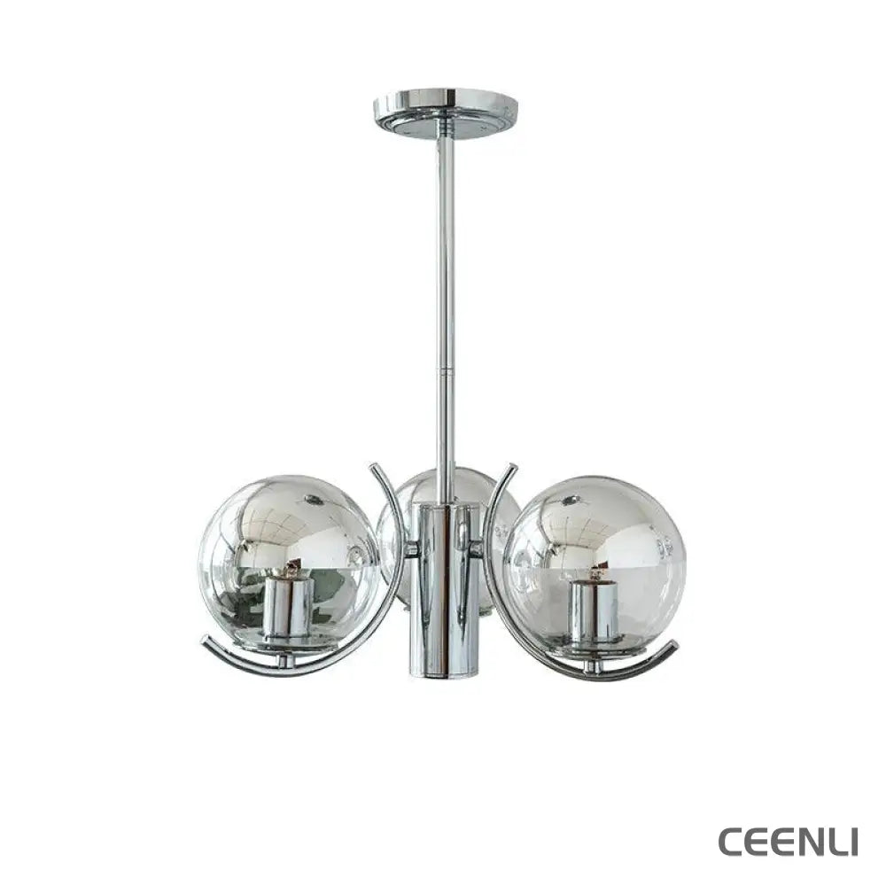 Space Ball Chandelier 3 heads ∅ 17.7″ x H 26.7″ / Dia 45cm x H 68cm / Silver Chandelier