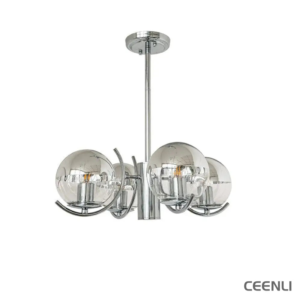Space Ball Chandelier 4 heads ∅ 22″ x H 26.7″ / Dia 56cm x H 68cm / Silver Chandelier