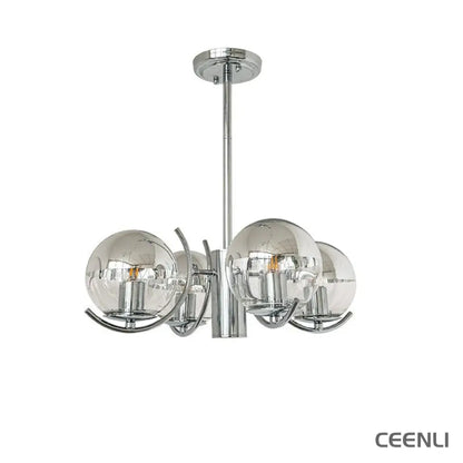 Space Ball Chandelier 4 heads ∅ 22″ x H 26.7″ / Dia 56cm x H 68cm / Silver Chandelier