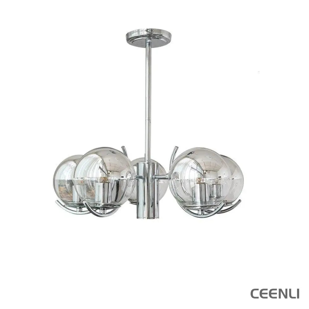 Space Ball Chandelier 5 heads ∅ 25.5″ x H 26.7″ / Dia 65cm x H 68cm / Silver Chandelier