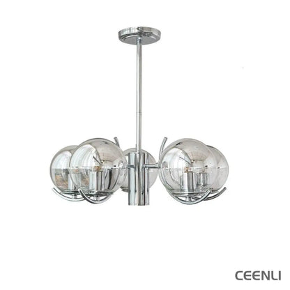 Space Ball Chandelier 5 heads ∅ 25.5″ x H 26.7″ / Dia 65cm x H 68cm / Silver Chandelier
