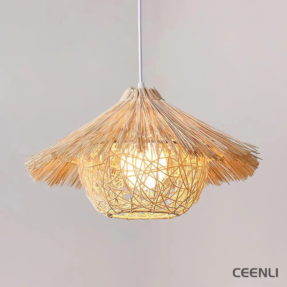 Straw Hat Pendant Light ∅ 15.7″ x H 7.9″ / Dia 40cm x H 20cm / Natural rattan Pendant light