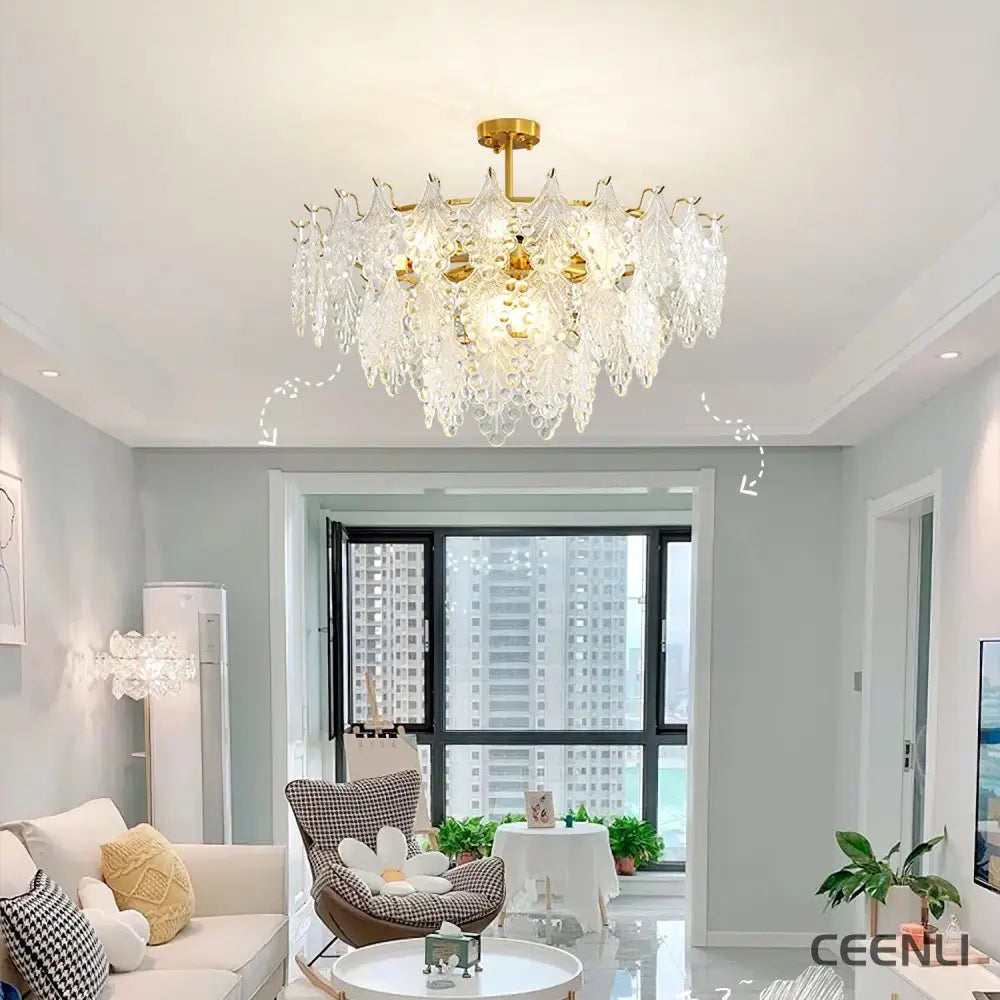 Tiered Carved Glass Chandelier Chandelier