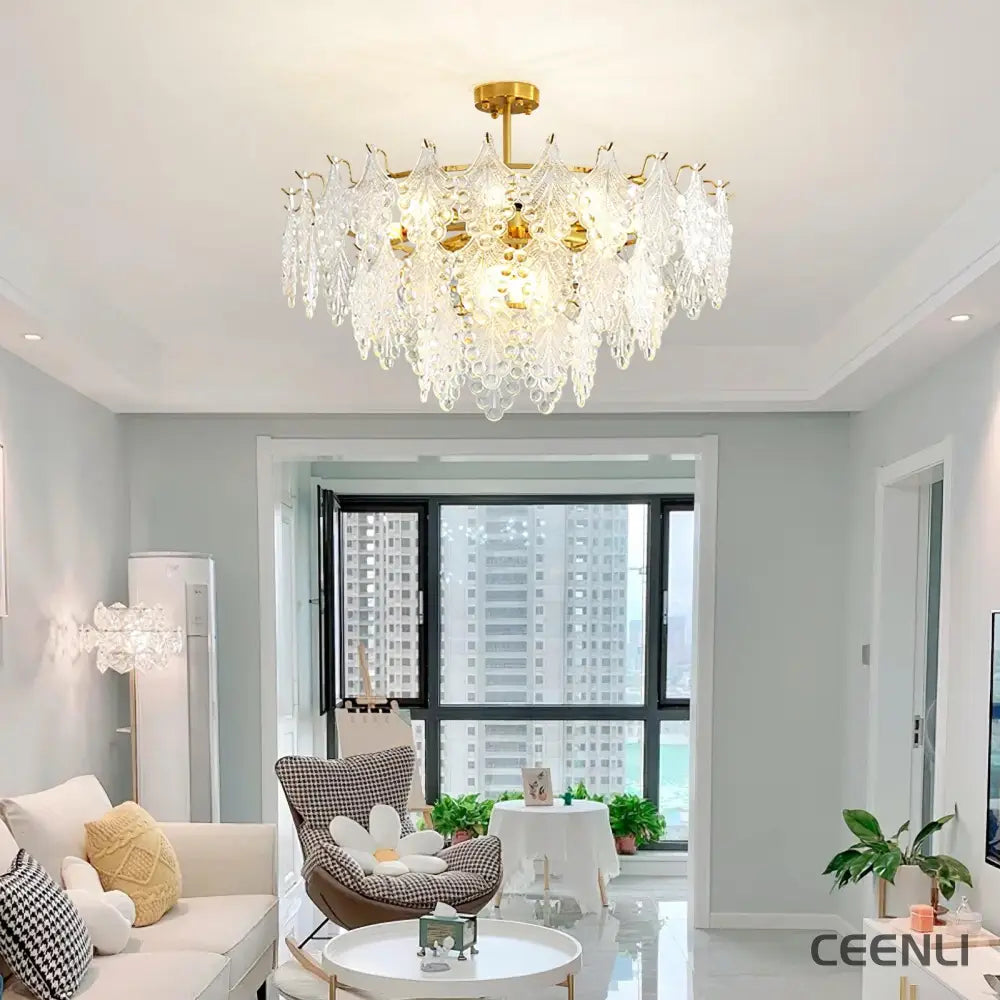 Tiered Carved Glass Chandelier Chandelier