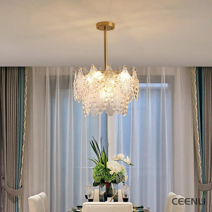 Tiered Carved Glass Chandelier Chandelier