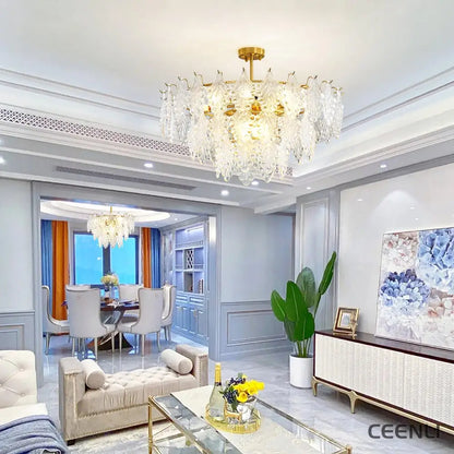 Tiered Carved Glass Chandelier Chandelier