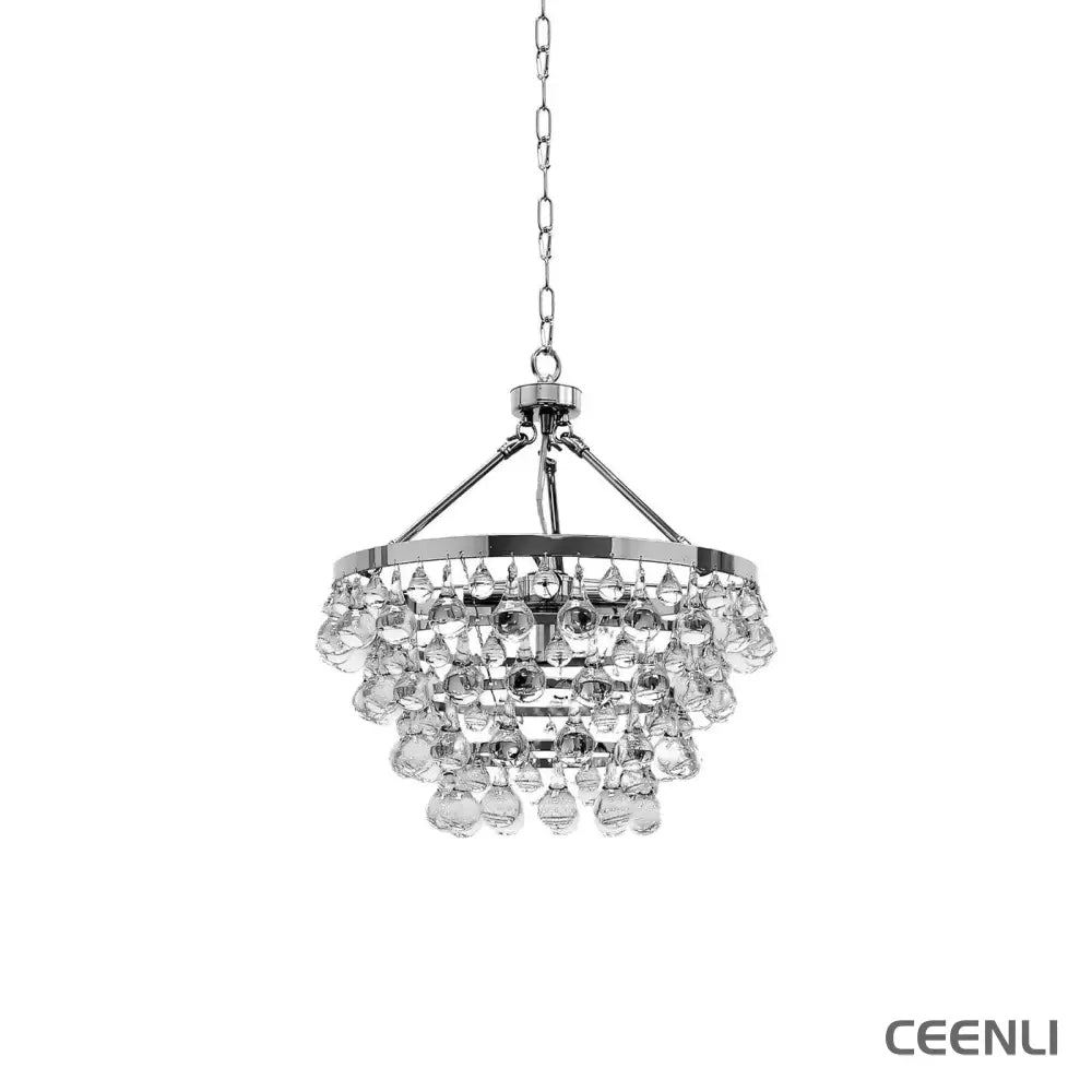 Unique Tiered Crystal Chandelier 6 heads Φ 19.7″ x H 16.5″ / Dia 50cm x H 42cm / Chrome Chandelier
