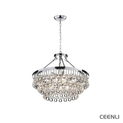 Unique Tiered Crystal Chandelier 8 heads Φ 23.6″ x H 18.9″ / Dia 60cm x H 48cm / Chrome Chandelier