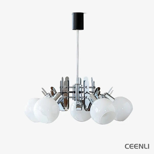 Vintage Geometrical Chrome Chandelier Chandelier