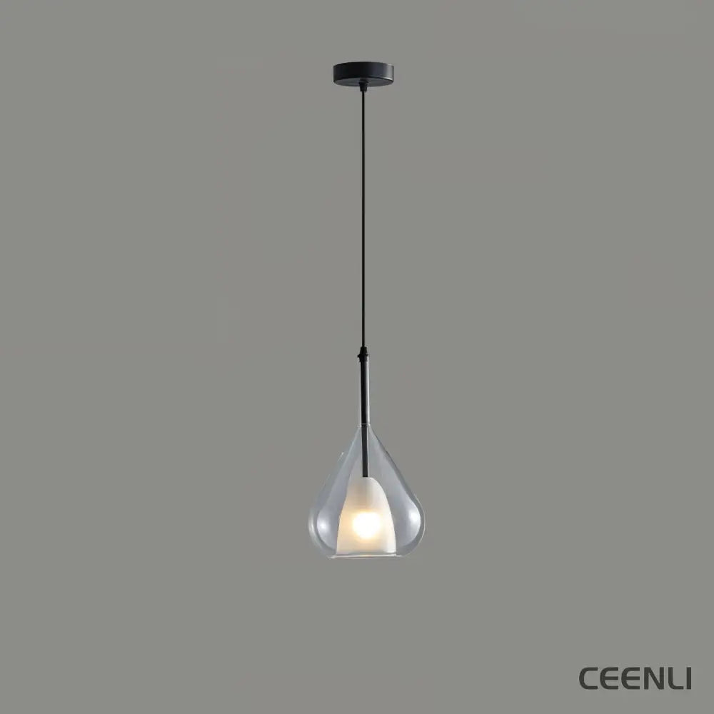 Vortex Glass Pendant Lamp ∅ 7.9″ x H 13.4″ / Dia 20cm x H 34cm / Black & Clear Pendant light