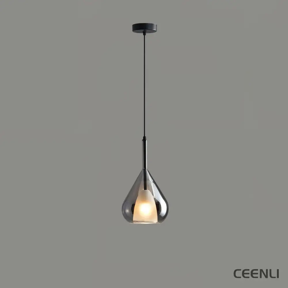 Vortex Glass Pendant Lamp ∅ 7.9″ x H 13.4″ / Dia 20cm x H 34cm / Black & Smoke grey Pendant light