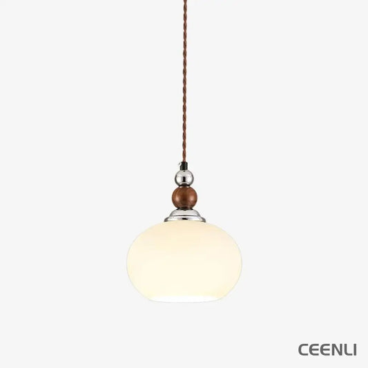 Yisi Po Pendant Lamp ∅ 7.1″ x H 4.7″ / Dia 18cm x H 12cm / Walnut color & Chrome Pendant light