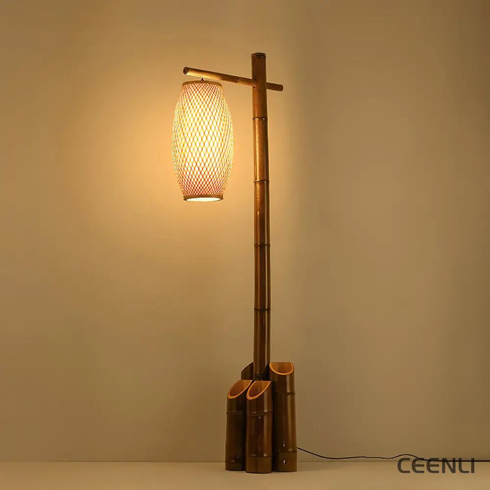 Zen Bamboo Tube Floor Lamp ∅ 19.7″ x H 63″ / Dia 50cm x H 160cm / Bamboo color / US Plug Floor lamp
